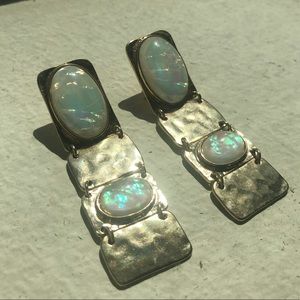 Gold and Opal Statement Earrings